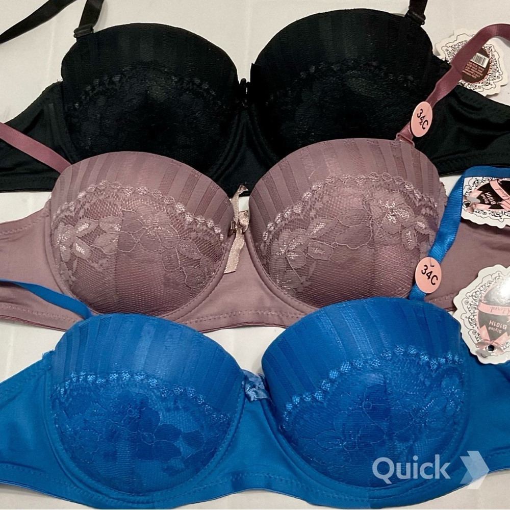 NWT Floral Lace Light Padded Bras - 3 pcs Set